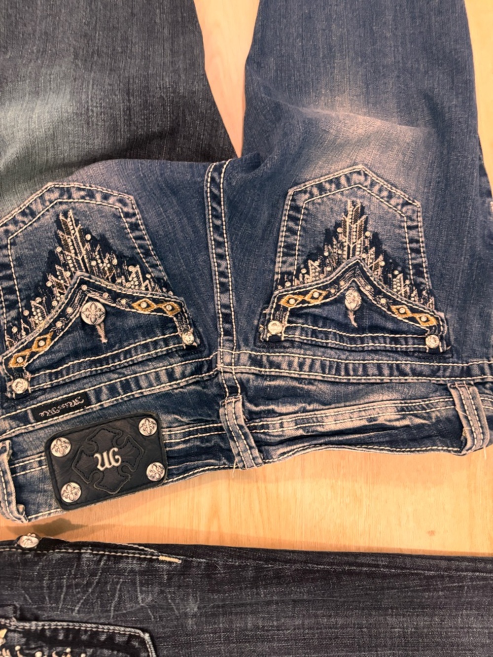 Miss Me Boot Cut Jeans Trio in Dark Indigo, Medium Wash and Light Wash - Picture 7 of 7